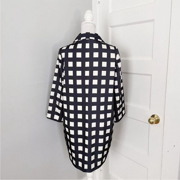 Kate Spade Black & White Franny Rain Coat Women's Size Medium Checkered Jacket - Picture 2 of 10